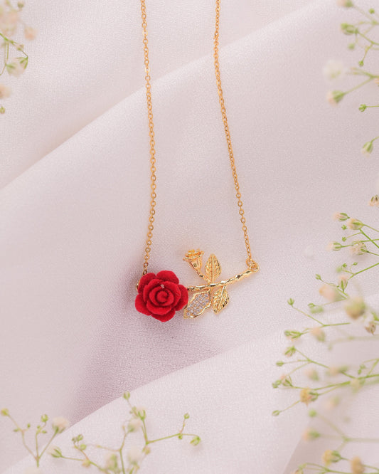 Zircon Blossom Gold Pendant Necklace