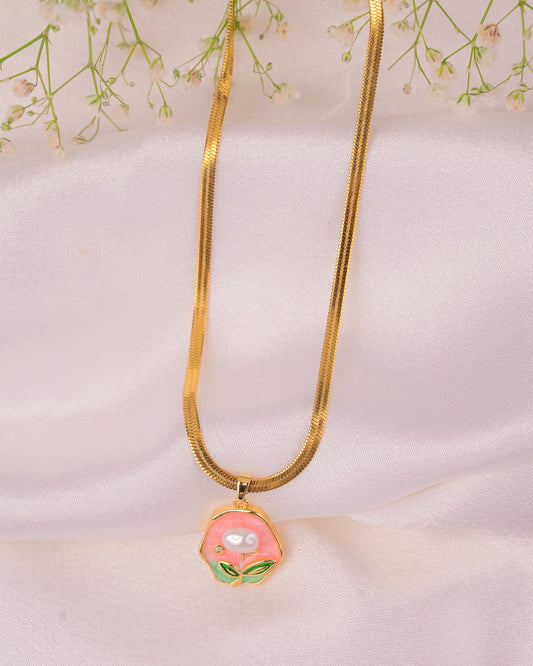 Golden Pearl Flower Necklace