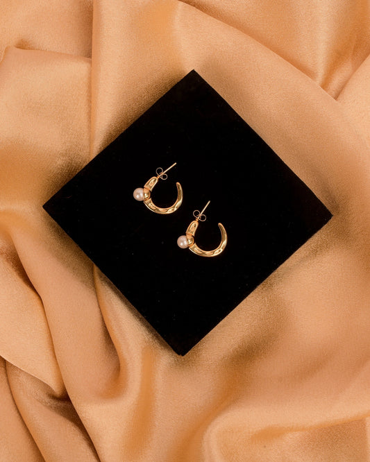 Classic Pearl Hoop Drops Earrings