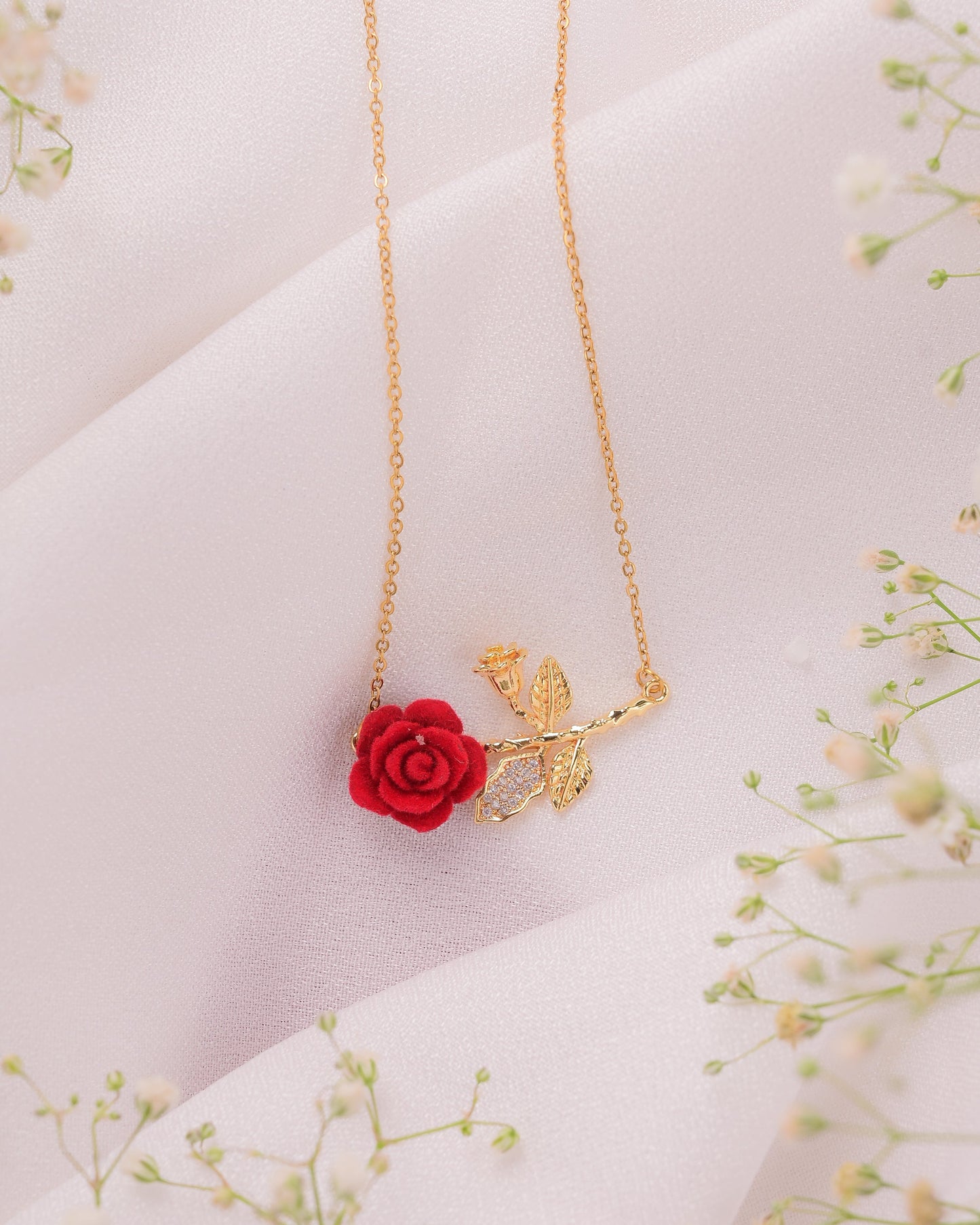 Zircon Blossom Gold Pendant Necklace